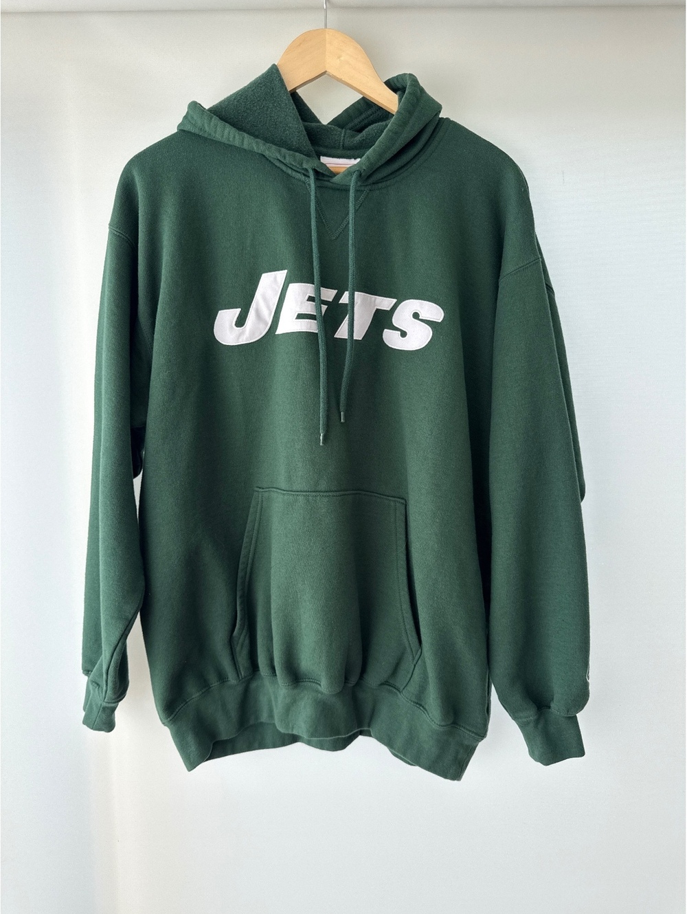 Vintage 2000s New York Jets NFL Hoodie Mens L Green Logo Pullover Sweatshirt